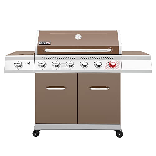 Royal Gourmet GA6402C 6-Burner Propane Gas Grill with Sear Burner and Side Burner, 74,000 BTU, Cabinet Style Outdoor BBQ Grill for Barbecue Grilling and Backyard Cooking, Coffee