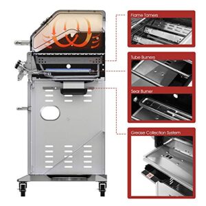 Royal Gourmet GA6402C 6-Burner Propane Gas Grill with Sear Burner and Side Burner, 74,000 BTU, Cabinet Style Outdoor BBQ Grill for Barbecue Grilling and Backyard Cooking, Coffee