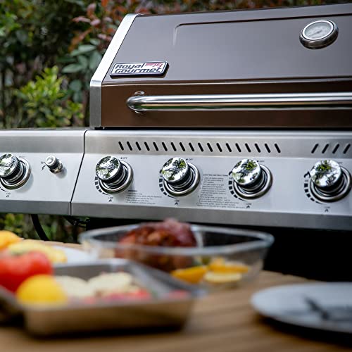 Royal Gourmet GA6402C 6-Burner Propane Gas Grill with Sear Burner and Side Burner, 74,000 BTU, Cabinet Style Outdoor BBQ Grill for Barbecue Grilling and Backyard Cooking, Coffee