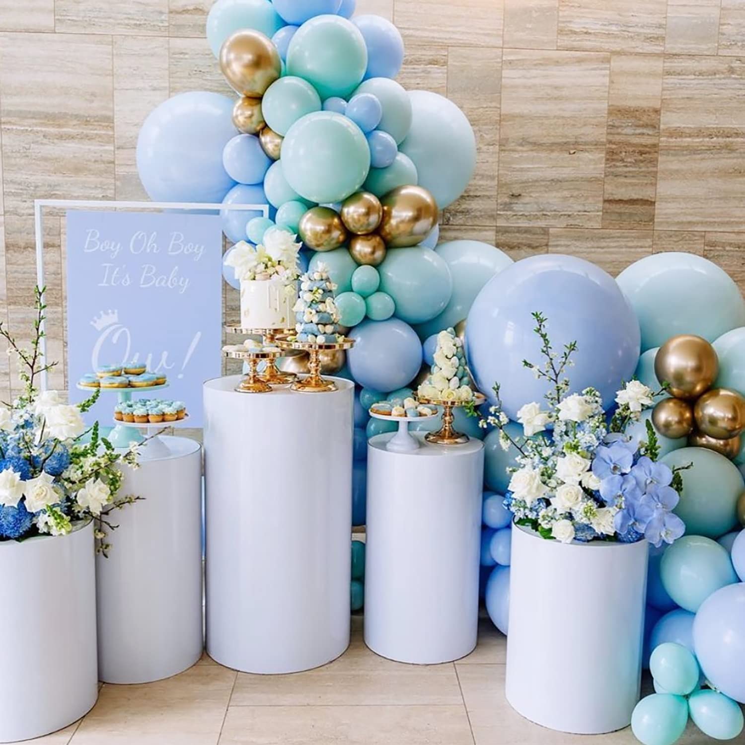 Pastel Blue Balloons 55 pcs Blue Party Latex Balloon 18inch 12inch 5inch for Birthday Baby Bridal Shower Wedding Party Decorations