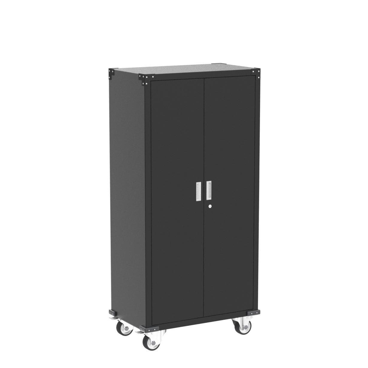 Aobabo 72 Inches Metal Garage Storage Cabinet with Wheels, Locking Metal Storage Cabinet with 4Shelves, Rolling Tool Storage Cabinet on Wheels, Assembly Required,Black