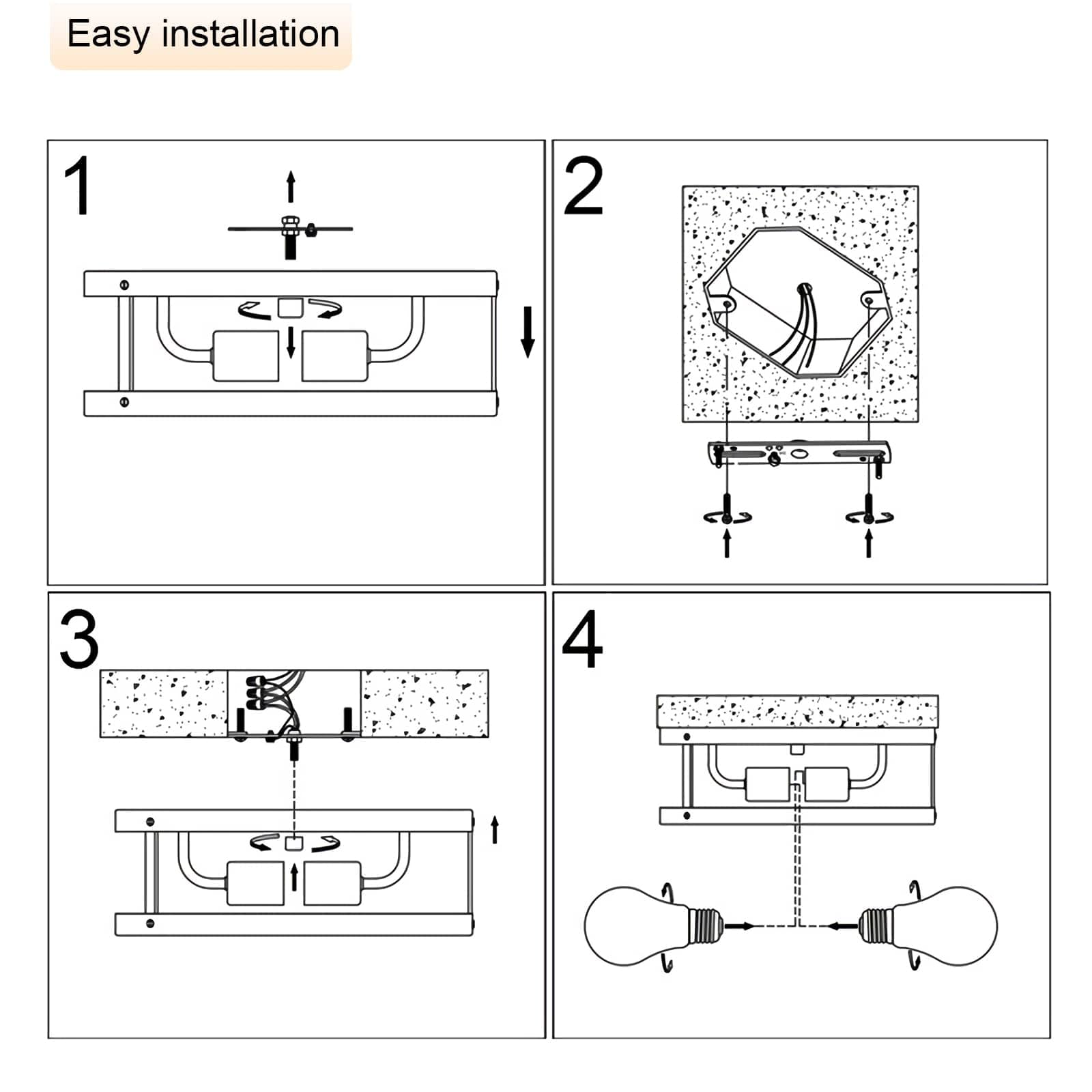 2 Pack Farmhouse Ceiling Light Fixture,Super Bright E26 Base 2-Light Hallway Light Fixtures Ceiling,Anti-Corrosion Wood and Black Flush Mount Ceiling Light for Hallway, Kitchen,Entry,Porch Etc