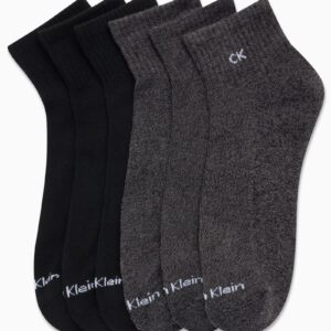 Calvin Klein Men's Socks - Cushioned Above Ankle Athletic Mini-Crew Socks (6 Pack), Size 7-12, GreyBlack