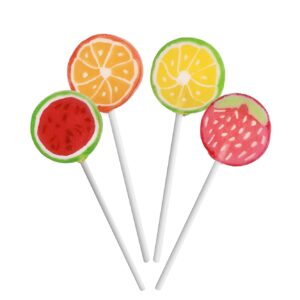 Candy Shop Handmade Assorted Fruit Flavored Lollipops, Fruity Strawberry, Orange, Lemon, Grape, and Green Apple Suckers (7 OZ)