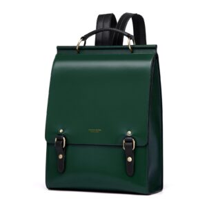 cnoles leather backpack purse for women fashion ladies vintage bags casual college travel backpacks large bag green