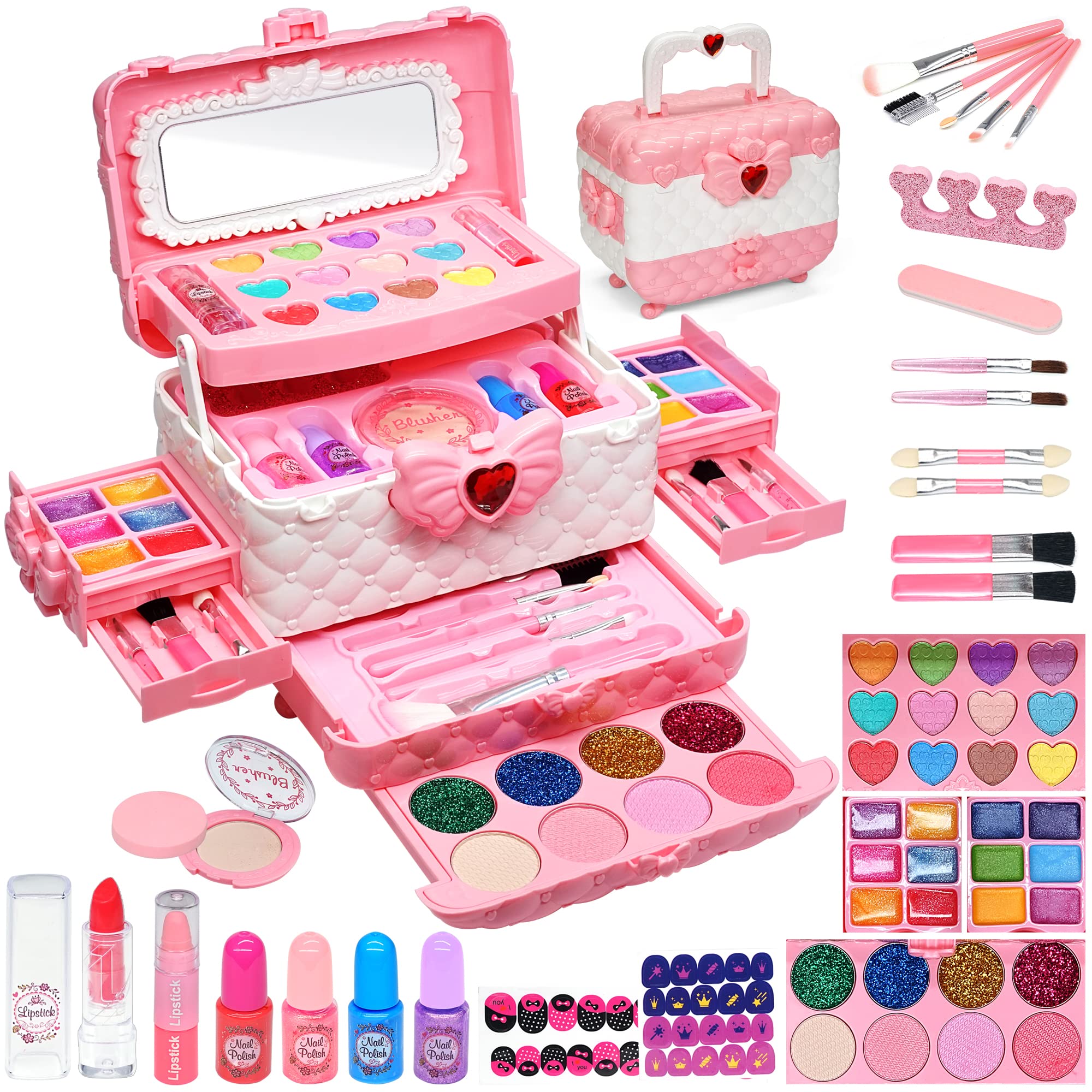 Kids Makeup Kit for Girl - Kids Makeup Kit Toys for Girls,Play Real Makeup Girls Toys, Washable Make Up for Little Girls, Non ToxicToddlers Pretend Cosmetic Kits,Age4-12 Year Old Children Gift