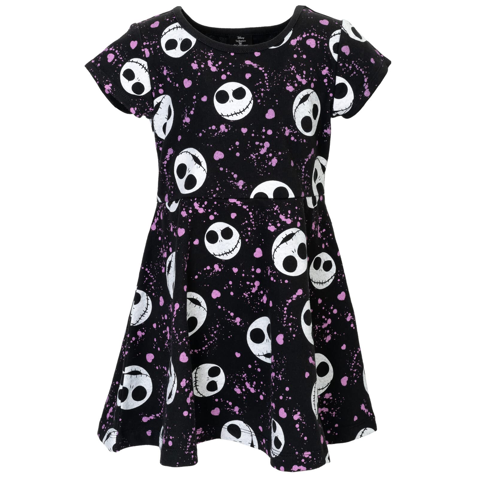 Disney Nightmare Before Christmas Jack Skellington Toddler Girls French Terry Skater Fashion Dress Black 4T