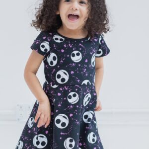 Disney Nightmare Before Christmas Jack Skellington Toddler Girls French Terry Skater Fashion Dress Black 4T