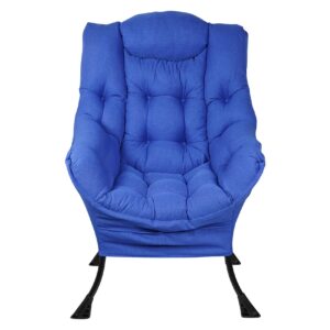 Superrella Modern Soft Accent Chair Living Room Upholstered Single Armchair High Back Lazy Sofa (Navy)