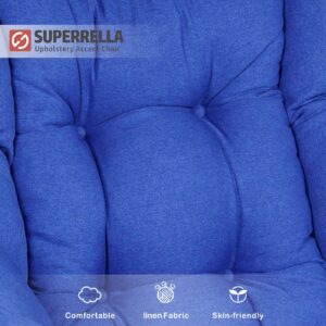 Superrella Modern Soft Accent Chair Living Room Upholstered Single Armchair High Back Lazy Sofa (Navy)