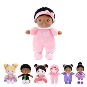 ouozzz soft black baby dolls for girls - first african american baby dolls multicultural plush rag doll sleeping cuddle buddy doll toy for kids 10"