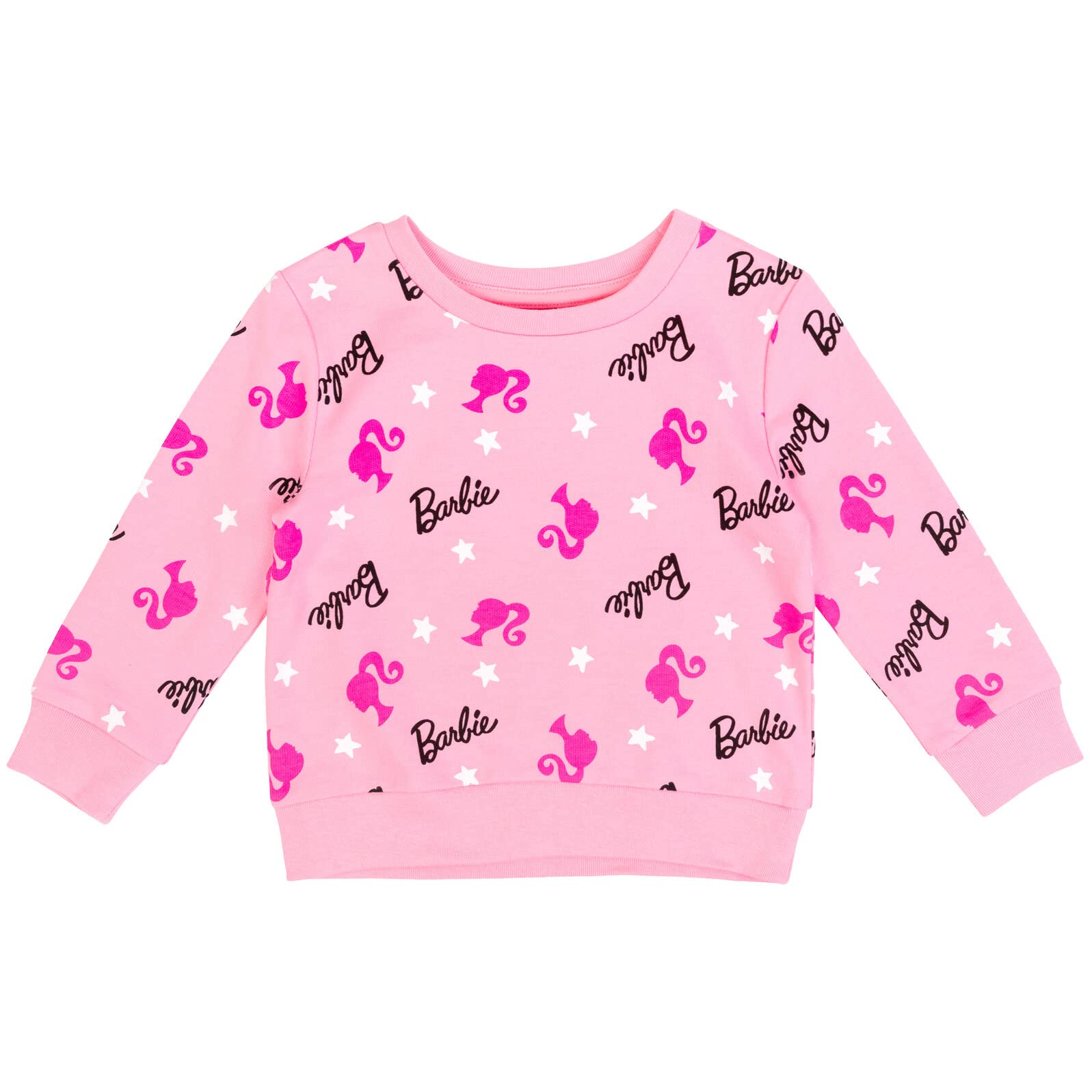 Barbie Little Girls French Terry Pullover Sweatshirt Pink 6-6X