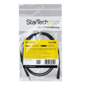 StarTech.com 1m 3.5mm 4 Position TRRS Headset Extension Cable & StarTech.com Headset Adapter, Microphone and Headphone Splitter - Black