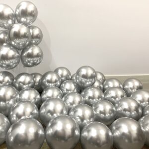 COLORFUL ELVES 100 Pack 5 inches Metallic Silver Balloons Small Mini Chrome Helium Shiny Silver Balloon for Party Decorations