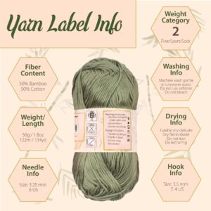 JubileeYarn Bamboo Cotton Sport Yarn - 50g/Skein - Shades of Neutral Tones - 4 Skeins