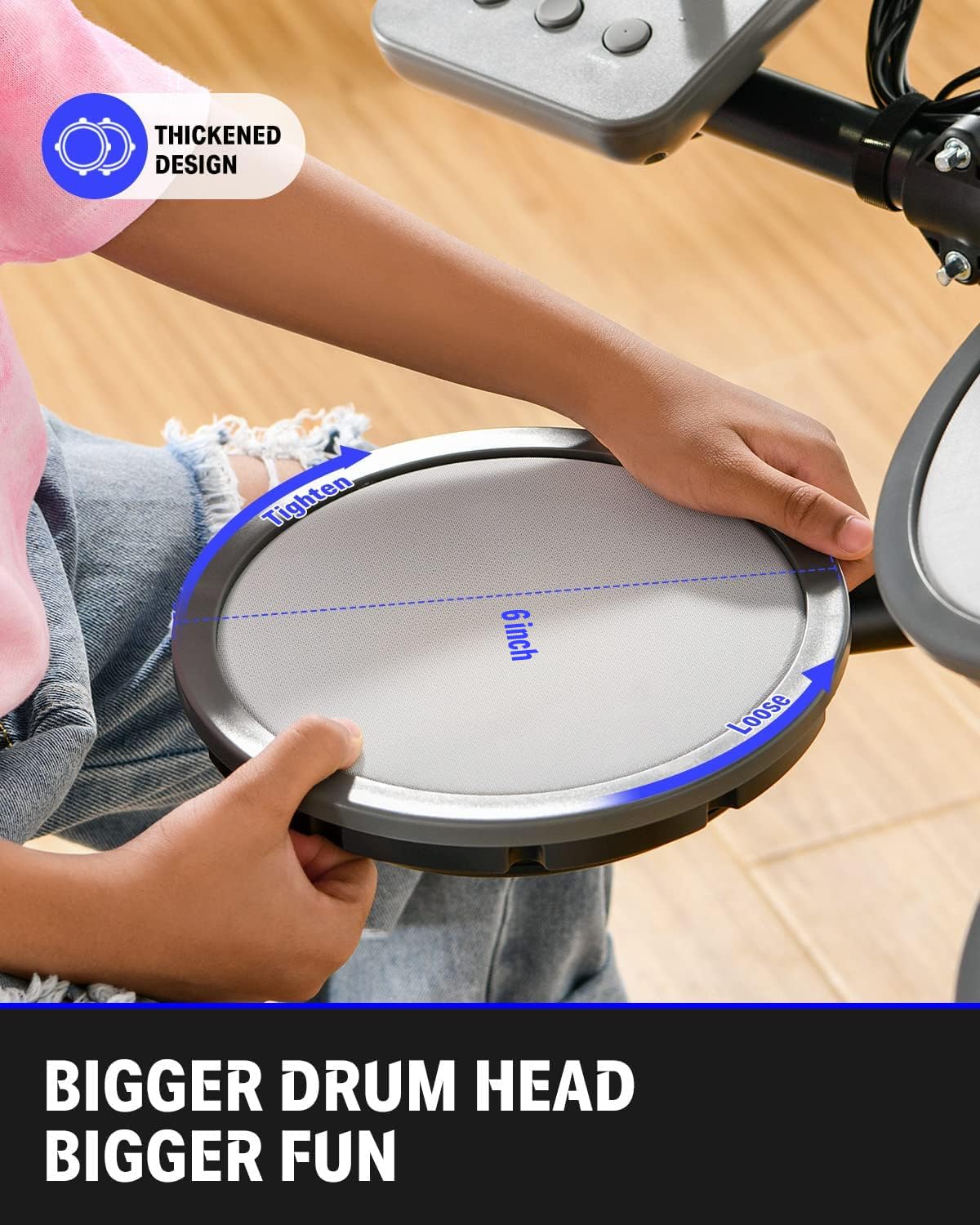 Donner DED-70 Electric Drum Set with 4 Quiet Mesh Drum Pads, 2 Switch Pedal, Portable and Solid Drum Set with Type-C Charging, 68+ Sounds, Throne, Headphones, Sticks, Melodics Lessons