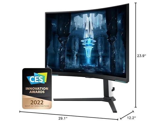 SAMSUNG 32" Odyssey Neo G8 4K UHD 240Hz 1ms G-Sync 1000R Curved Gaming Monitor, Quantum HDR2000, AMD FreeSync Premium Pro, Matte Display, Ultrawide Game View, DisplayPort, Black & White, 2022