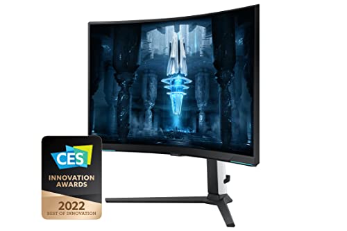 SAMSUNG 32" Odyssey Neo G8 4K UHD 240Hz 1ms G-Sync 1000R Curved Gaming Monitor, Quantum HDR2000, AMD FreeSync Premium Pro, Matte Display, Ultrawide Game View, DisplayPort, Black & White, 2022