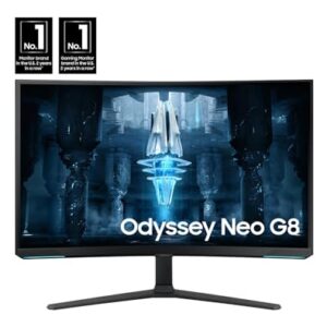 SAMSUNG 32" Odyssey Neo G8 4K UHD 240Hz 1ms G-Sync 1000R Curved Gaming Monitor, Quantum HDR2000, AMD FreeSync Premium Pro, Matte Display, Ultrawide Game View, DisplayPort, Black & White, 2022