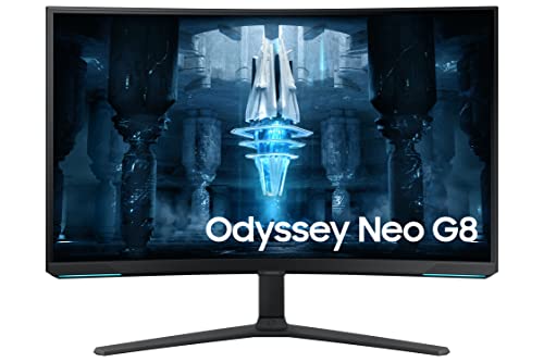 SAMSUNG 32" Odyssey Neo G8 4K UHD 240Hz 1ms G-Sync 1000R Curved Gaming Monitor, Quantum HDR2000, AMD FreeSync Premium Pro, Matte Display, Ultrawide Game View, DisplayPort, Black & White, 2022