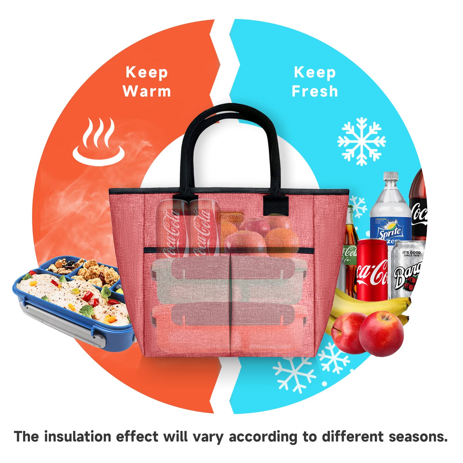 FITHOME Insulated Lunch Bag for Women/Men, Reusable Leakproof Cooler Thermal Lunch Box Tote Bags fit for Ice Pack, Adults College Fashion Lunch Bags for Work/Picnic/Travel