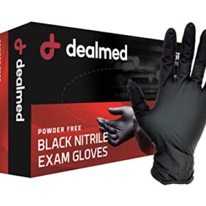 Dealmed Black Nitrile Exam Gloves – Disposable Multi-Purpose Use Medical Gloves Use for First Aid and Medical Facilities, 100 Count (Medium, Pack of 10)