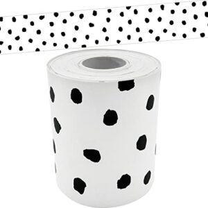 teacher created resources black painted dots on white straight rolled border trim (tcr8910)