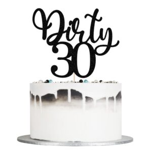 Auteby Dirty 30 Cake Topper - Thirty Sign- Dirty Thirty Cake Topper, Happy 30th Birthday Party Decorations (Black)