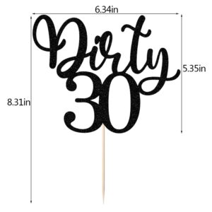 Auteby Dirty 30 Cake Topper - Thirty Sign- Dirty Thirty Cake Topper, Happy 30th Birthday Party Decorations (Black)