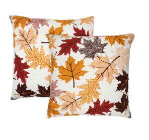 purpleessences autumn decorations fall porch outdoor throw pillow covers décor maple leaves farmhouse cushion cases 18 x 18 inch set of 2 for home couch sofa patio bench - maple leaves