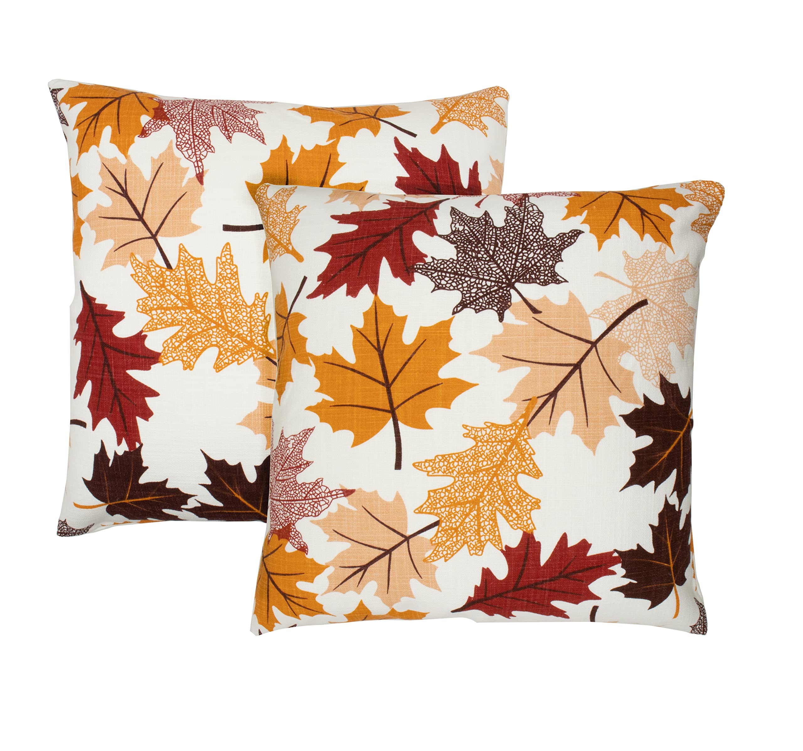 PurpleEssences Autumn Decorations Fall Porch Outdoor Throw Pillow Covers Décor Maple Leaves Farmhouse Cushion Cases 18 x 18 Inch Set of 2 for Home Couch Sofa Patio Bench - Maple Leaves