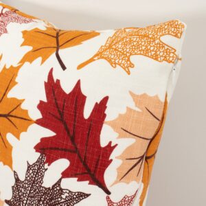 PurpleEssences Autumn Decorations Fall Porch Outdoor Throw Pillow Covers Décor Maple Leaves Farmhouse Cushion Cases 18 x 18 Inch Set of 2 for Home Couch Sofa Patio Bench - Maple Leaves