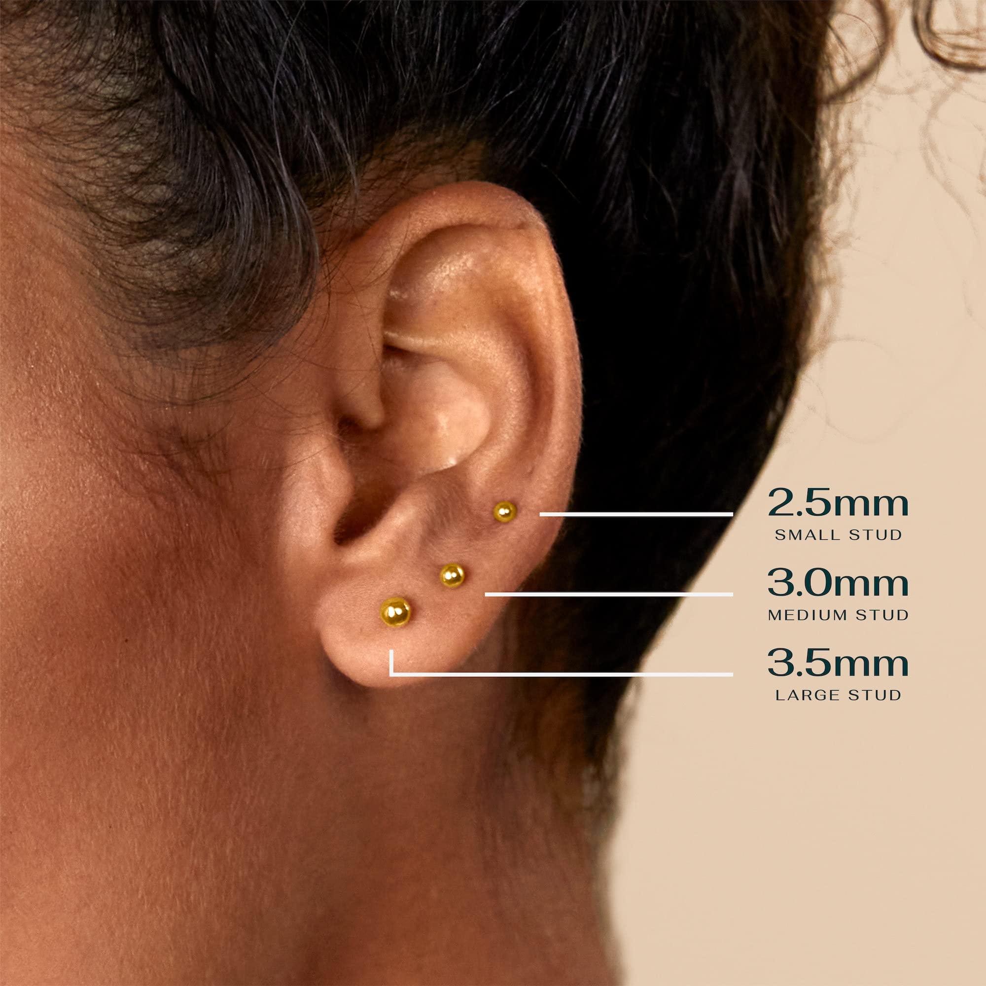 PAVOI 14K Gold Plated Solid 925 Sterling Silver Post Ball Stud Flat Back Earrings for Women,Cartilage Earring,Helix Piercing Jewelry,Small Stud Earrings for Women, Yellow Gold, No Gemstone