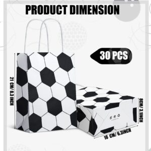 30 Pcs Soccer Party Favor Bags Soccer Paper Goodie Bags Soccer Themed Print Present Bags Candy Bags for Kids Boys Girls Adult Soccer Football Sports Birthday Party Supplies