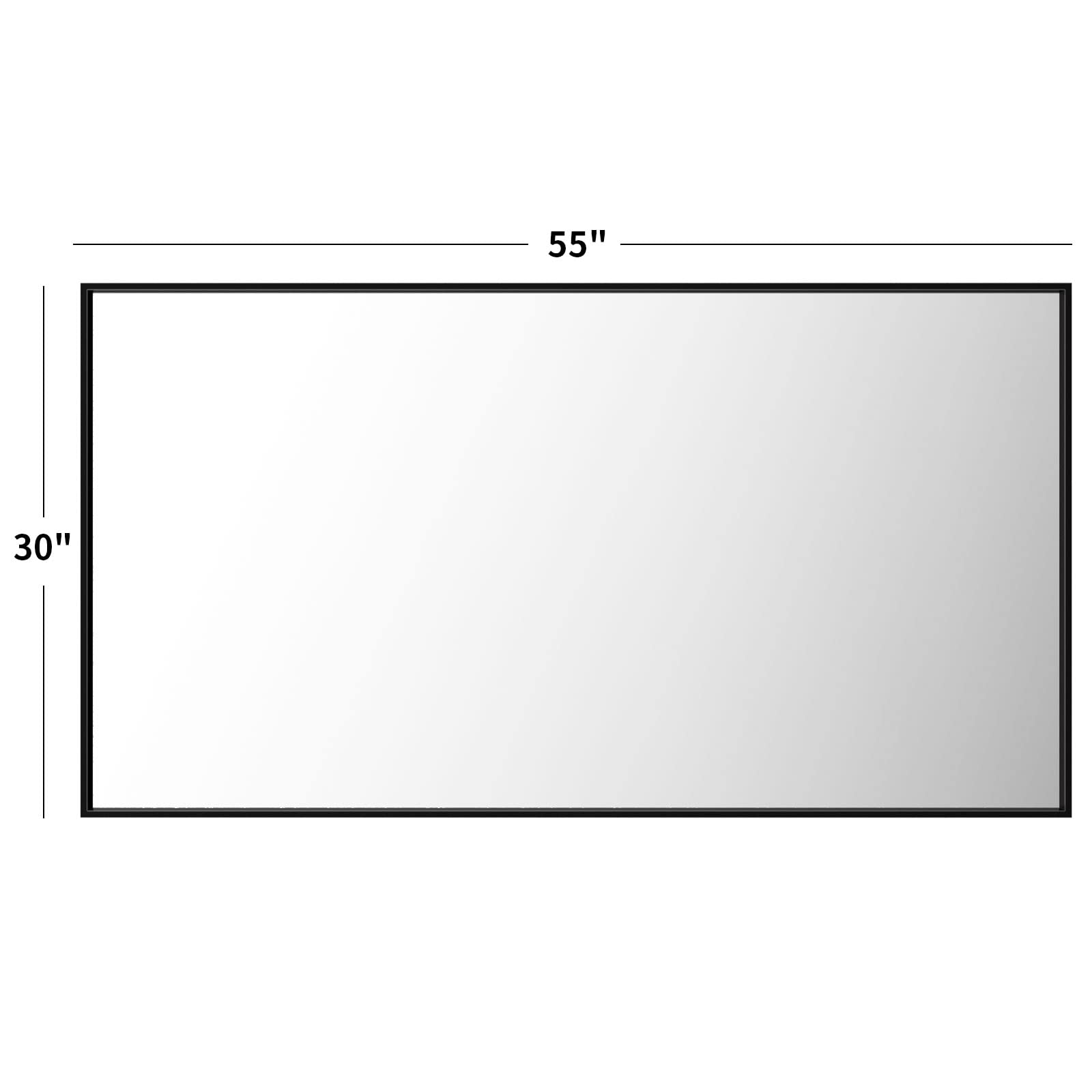 LOAAO 55"X30" Black Rectangle Bathroom Mirror Wall, Matte Black Aluminum Alloy Frame, Tempered Glass, Hangs Vertically or Horizontally, Easy to Install