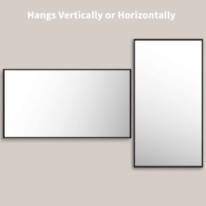 LOAAO 55"X30" Black Rectangle Bathroom Mirror Wall, Matte Black Aluminum Alloy Frame, Tempered Glass, Hangs Vertically or Horizontally, Easy to Install