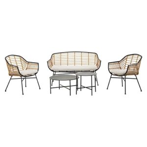 Grand patio 5 Pieces Outdoor Wicker Patio Conversation Set Seating Chair Set with Cushions and Coffee Tables, Boho Wicker Seating Set for Indoor Outdoor, Balcony, Porch, Garden, Deck (Natural)…