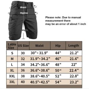 HYCOPROT Men's Tactical Cargo Shorts Waterproof Lightweight Casual Work Short Quick Dry Military Army Multi Pockets Ripstop for Hiking, Outdoor, Hunting (36, Black)