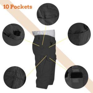 HYCOPROT Men's Tactical Cargo Shorts Waterproof Lightweight Casual Work Short Quick Dry Military Army Multi Pockets Ripstop for Hiking, Outdoor, Hunting (36, Black)