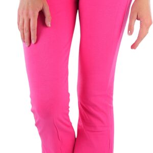 ToBeInStyle Women's Premium Fold Over Yoga Flare Pants - Fuchsia - X-Large