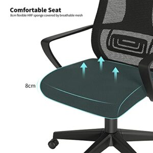 FEZIBO Office Chair Desk Chair Computer Chair Swivel Rolling Task Chair High Back Ergonomic Conference Room Chair Adjustable Mesh Work Study Chair with Armrest for Adults, Black