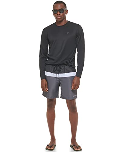 Calvin Klein Men's Standard Light Weight Quick Dry Long Sleeve 40+ UPF Protection, Black, Medium