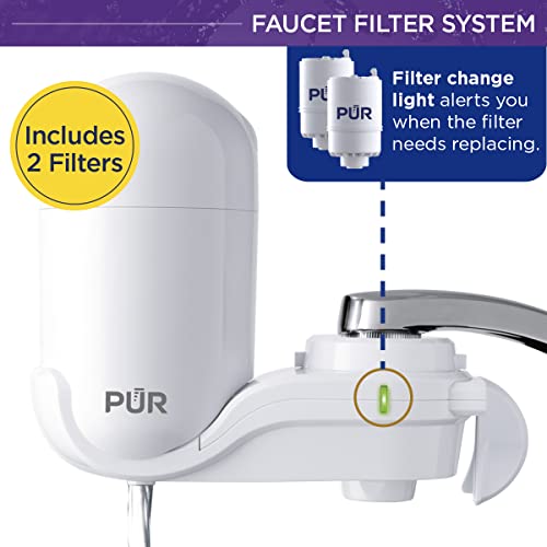 PUR Faucet Mount Water Filtration System, White – Vertical Faucet Mount with 2 Filters for Crisp, Refreshing Water, FM-3333B