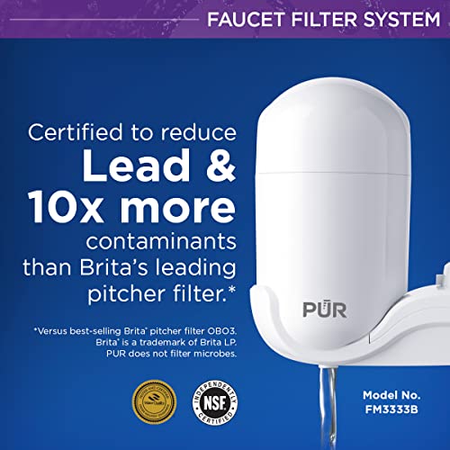 PUR Faucet Mount Water Filtration System, White – Vertical Faucet Mount with 2 Filters for Crisp, Refreshing Water, FM-3333B