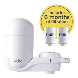 PUR Faucet Mount Water Filtration System, White – Vertical Faucet Mount with 2 Filters for Crisp, Refreshing Water, FM-3333B