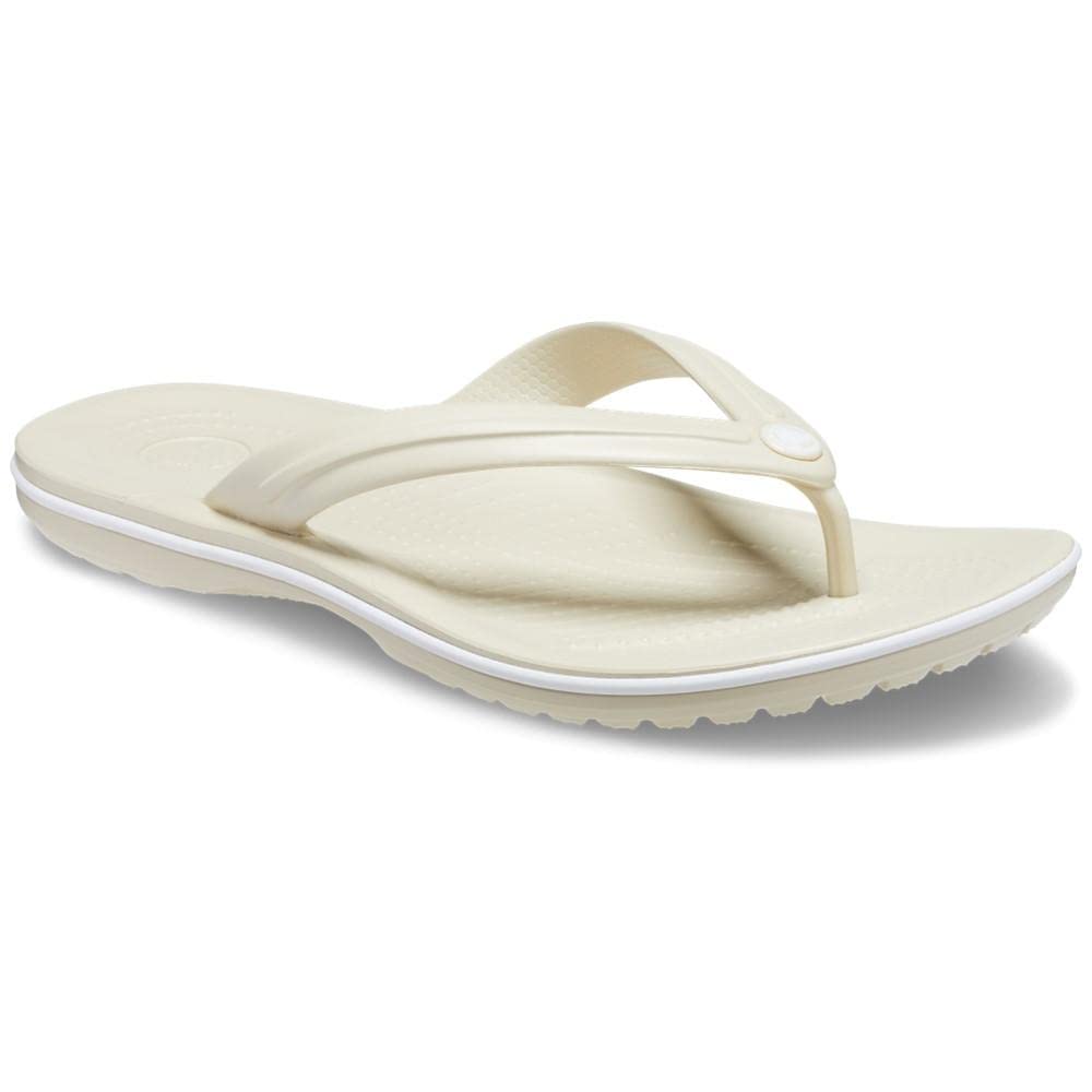 Crocs Unisex Crocband Flip Flop | Slip-on Sandals | Shower Shoes, Bone, Numeric_5 US Men