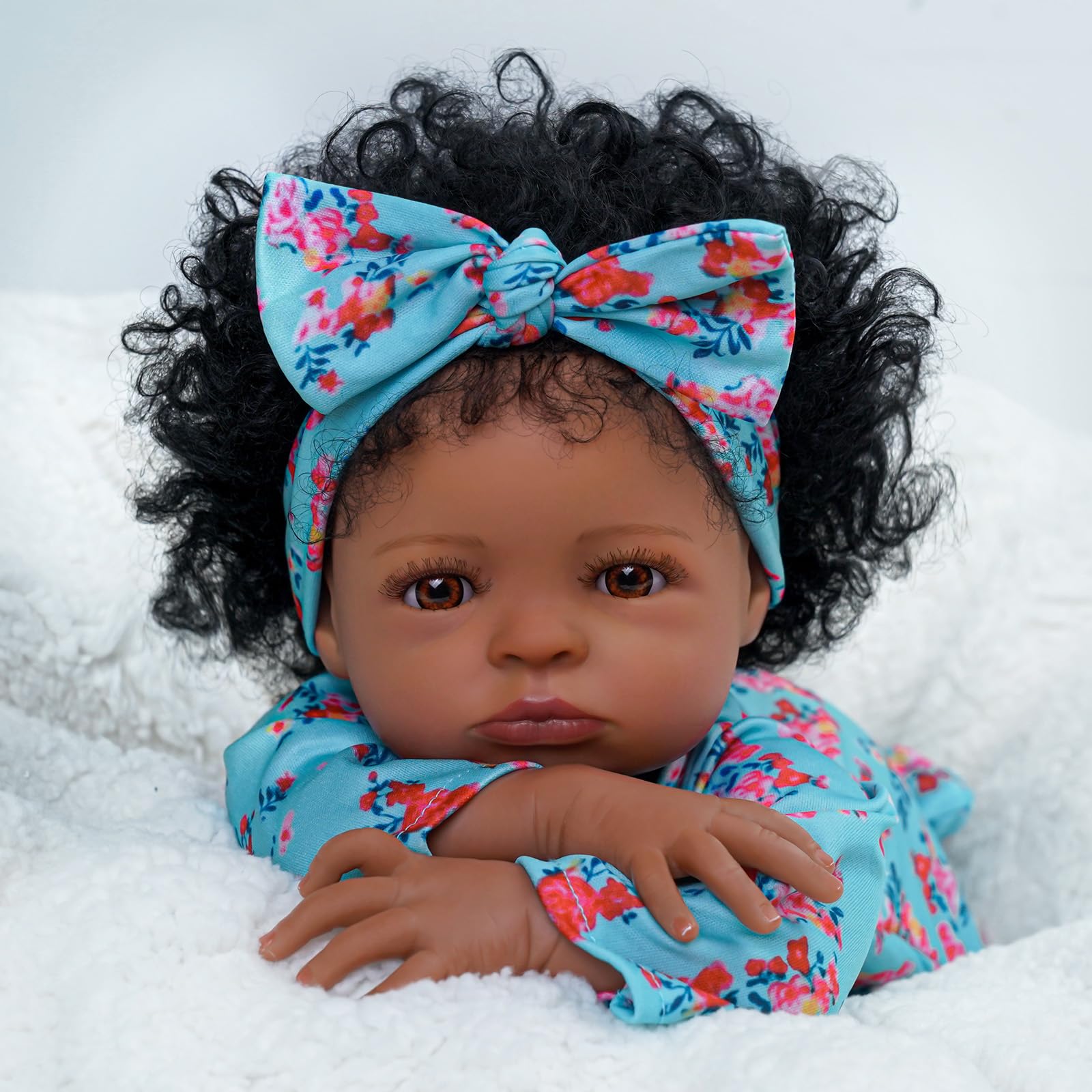 BABESIDE Lifelike Reborn Black Girl- 18-Inch Realistic Newborn Real Life Baby Dolls with Clothes and Toy Gift for Kids Age 3+