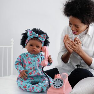 BABESIDE Lifelike Reborn Black Girl- 18-Inch Realistic Newborn Real Life Baby Dolls with Clothes and Toy Gift for Kids Age 3+