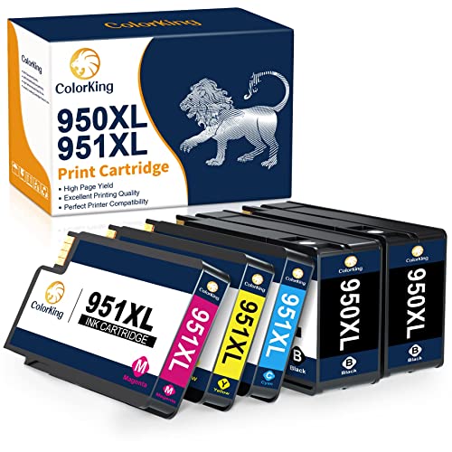 ColorKing Remanufactured 950 XL 950XL 951 XL 951XL Combo Pack Ink Cartridge Replacement for HP OfficeJet Pro 8600 8610 8615 8620 8625 8630 8640 8660 8100 276dw 251dw Printer (5 Packs)