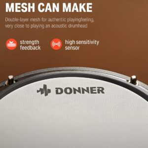 Donner DED-80 Electronic Drum Set with 4 Quiet Mesh Pads, 180+ Sounds, 2 Pedals, Throne, Headphones, Sticks, and Melodics Lessons